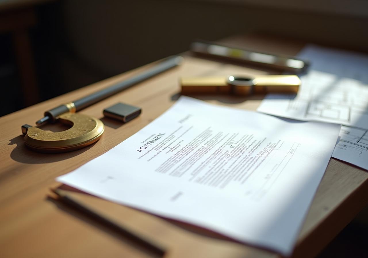 Professional contract and craftsmanship tools on a desk