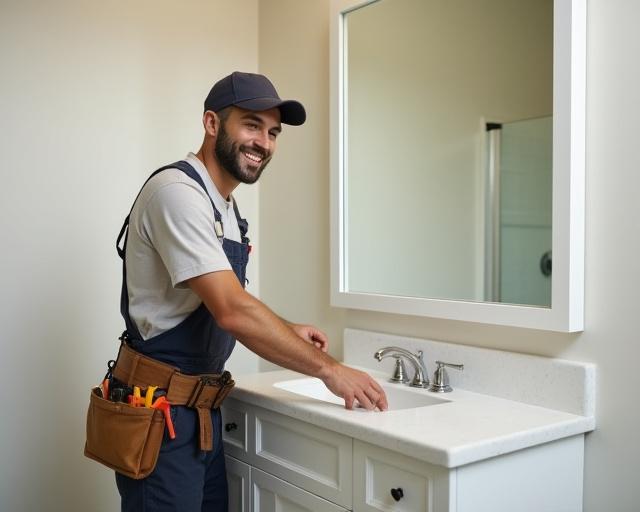 A professional handyman performing a quality installation at a Brooklyn home